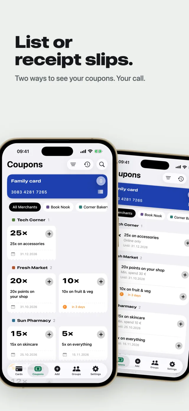 List view and grid view